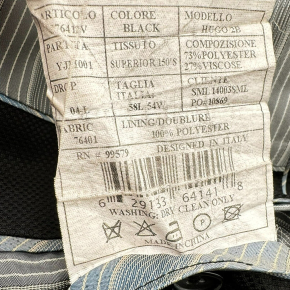 CARAVELLI Men's 2 Piece Black Formal‎ Suit Set Jacket 58 Long Pants 54" Waist - Picture 8 of 16